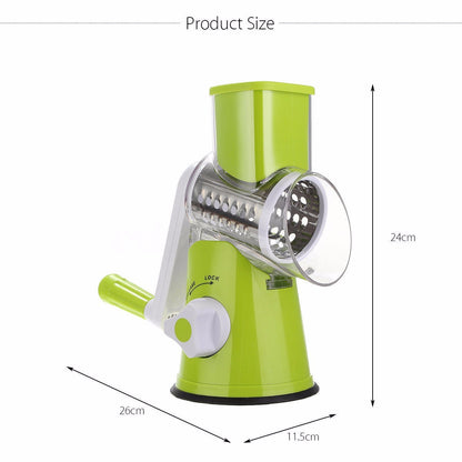 Round Mandoline Vegetable Slicer – 3-in-1 Rotary Cutter & Grater