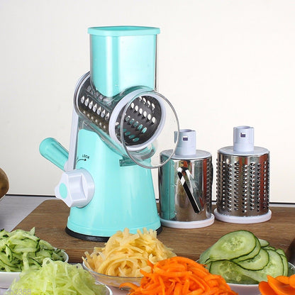 Round Mandoline Vegetable Slicer – 3-in-1 Rotary Cutter & Grater
