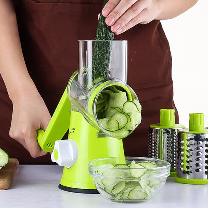 Round Mandoline Vegetable Slicer – 3-in-1 Rotary Cutter & Grater