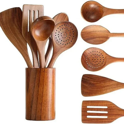 7-Piece Wooden Kitchen Utensil Set