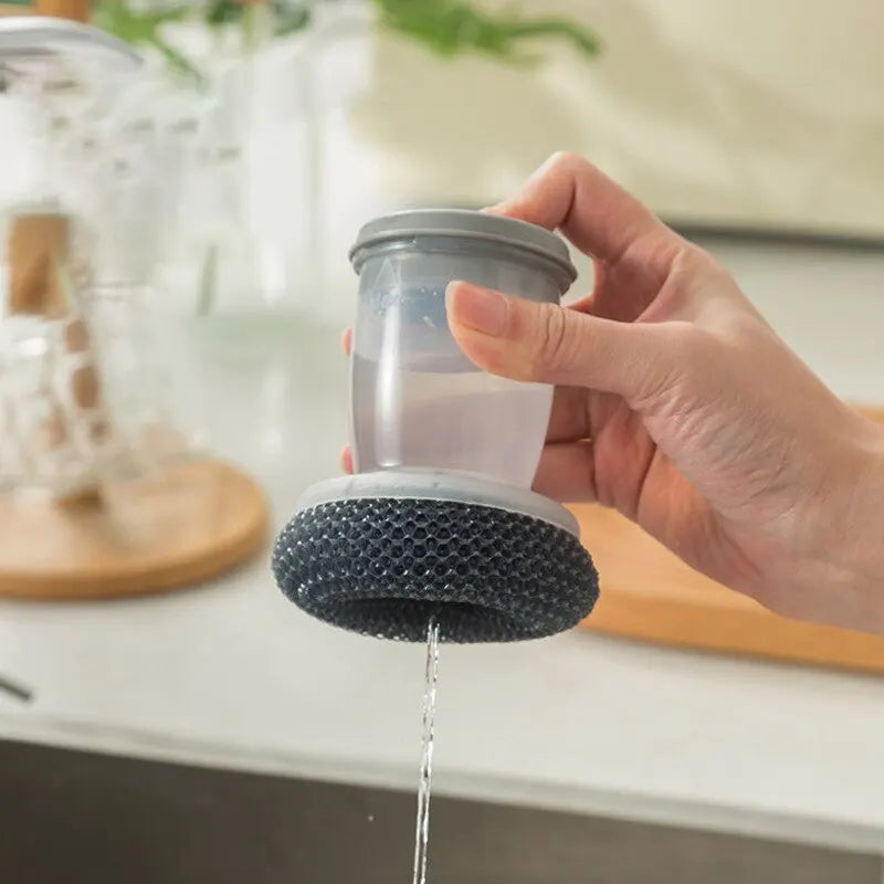 Kitchen Soap Dispensing Palm Brush Cleaner