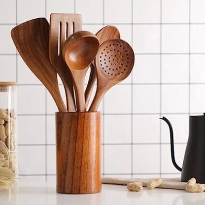 7-Piece Wooden Kitchen Utensil Set